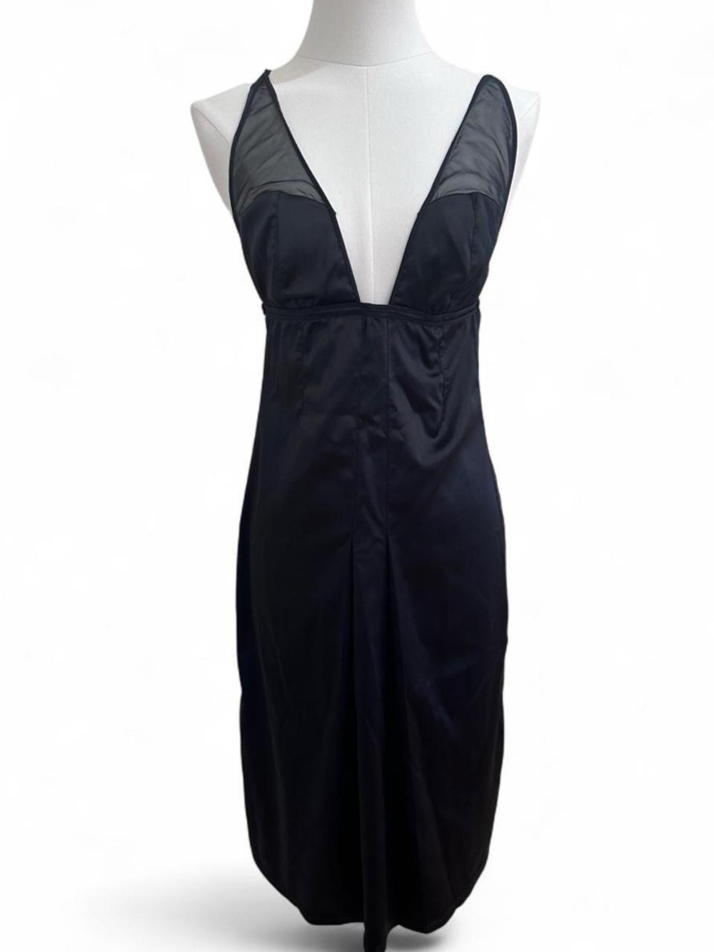 Vintage 90’s Victoria’s Secret Black Sheer Mesh V-Neck Slip Dress - medium